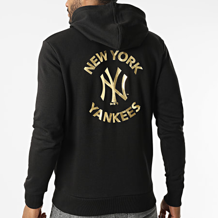 New Era - Felpa con cappuccio MLB Logo Metallic Print New York Yankees Nero Oro