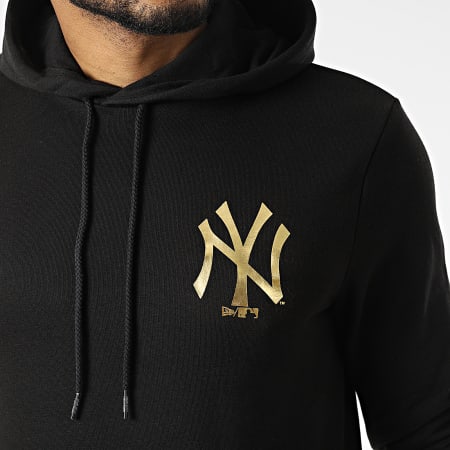 New Era - Felpa con cappuccio MLB Logo Metallic Print New York Yankees Nero Oro