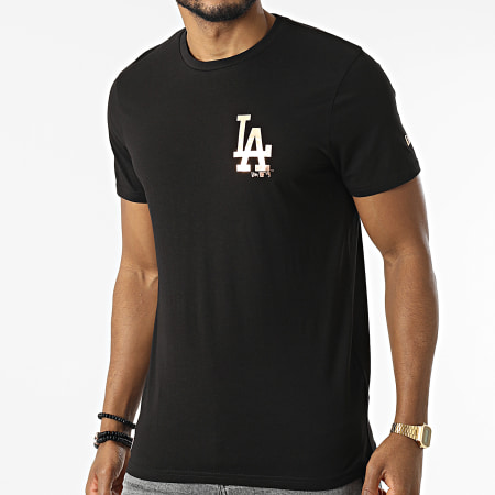 New Era - Tee Shirt Metallic Graphic Print Los Angeles Dodgers Noir Doré