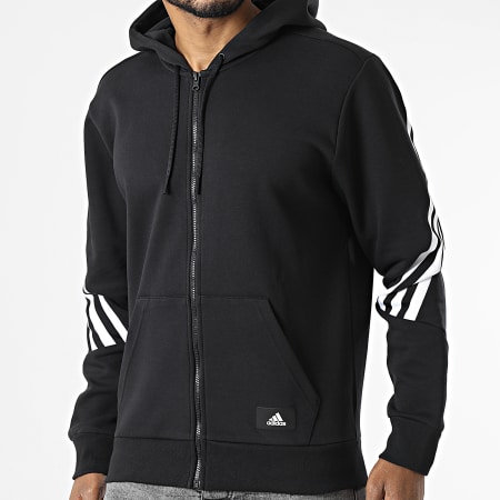 Adidas Sportswear - Future Icons 3 Stripes Felpa con zip e cappuccio H46526 Nero