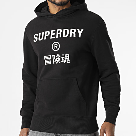 Superdry - Sudadera con capucha Código Core Sport M2011899B Negro