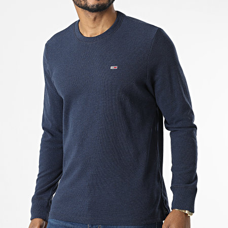 Tommy Jeans - Tee Shirt Manches Longues Waffle 3068 Bleu Marine