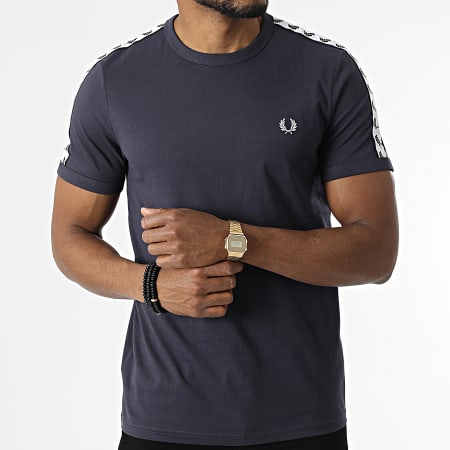 Fred Perry - Tee Shirt A Bandes Taped Ringer M6347 Blu navy