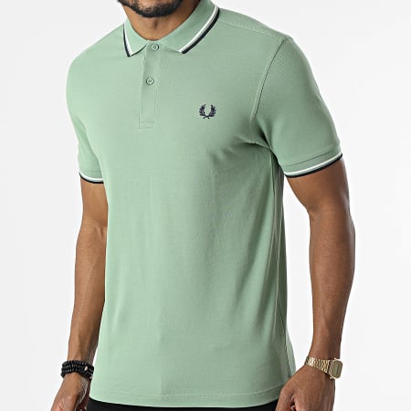 Fred Perry Polo Manches Courtes Twin Tipped M3600 Vert Clair LaBoutiqueOfficielle