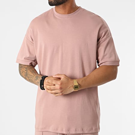 Ikao - LL607 Conjunto de camiseta y pantalón corto rosa