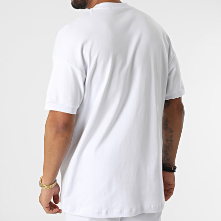 Ikao - LL607 Conjunto de camiseta blanca y pantalón corto de jogging