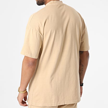 Ikao - LL635 Conjunto de camiseta y pantalón corto de jogging beige