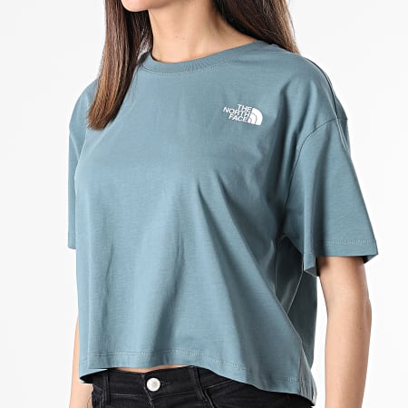 The North Face - Tee Shirt Femme Crop Simple Dome Bleu