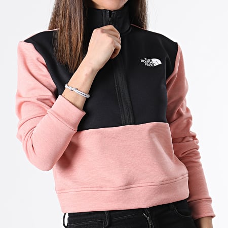 The North Face - Chaqueta de mujer Crop Zip Fleece Pink Zip Neck