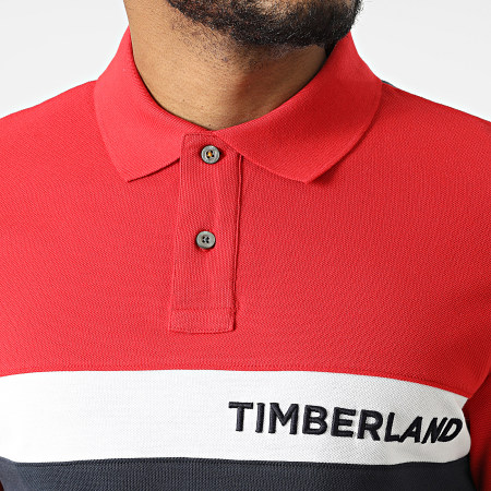 Timberland - Polo A Manches Courtes Colourblock A26NQ Bleu Marine Rouge Blanc