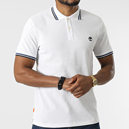 Timberland - Polo A Manches Courtes Millers River A26MS Blanc