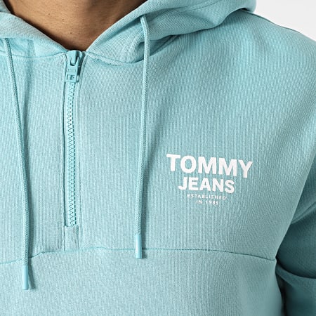 Tommy Jeans - Sweat Capuche Col Zippé Tommy Tape 2934 Turquoise