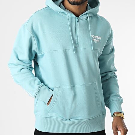 Tommy Jeans - Tommy Tape 2934 Sudadera con capucha y cremallera turquesa