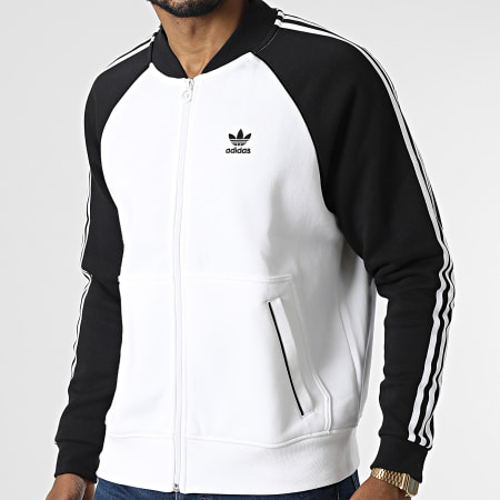 Adidas Originals - Veste Zippée A Bandes SST HC2080 Blanc Noir