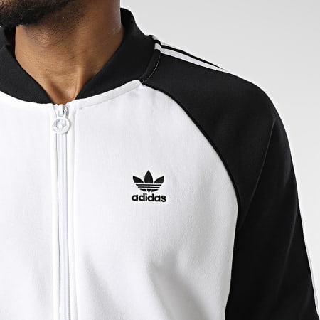 Adidas Originals - Veste Zippée A Bandes SST HC2080 Blanc Noir