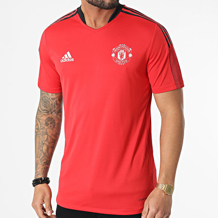 Adidas Sportswear - Maglietta a righe del Manchester United FC H63962 Rosso