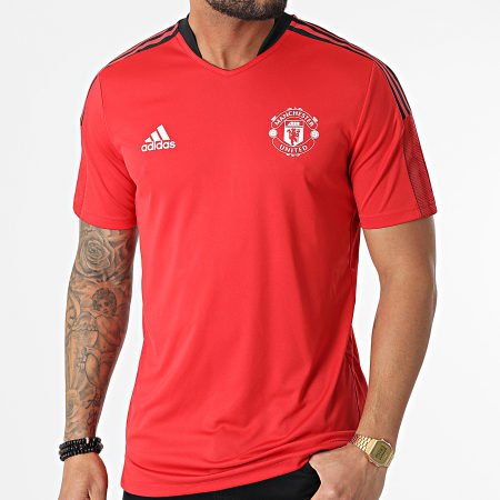 Adidas Sportswear - Maglietta a righe del Manchester United FC H63962 Rosso