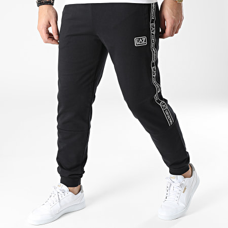 EA7 Emporio Armani Pantalon Jogging A Bandes 3LPP67 PJ05Z Noir Blanc LaBoutiqueOfficielle