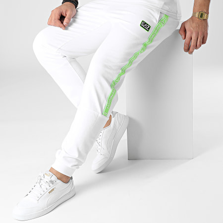 EA7 Emporio Armani - Pantalón de chándal con banda 3LPP67-PJ05Z Blanco Verde