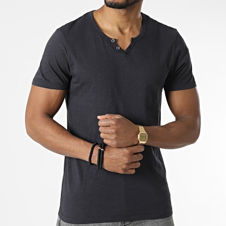 Jack And Jones - Camiseta Cuello Dividido Negro Moteado