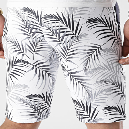 LBO - Pantaloncini da jogging con stampa tropicale 2278 Bianco