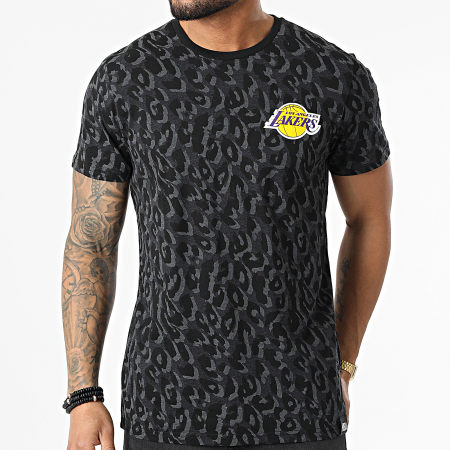 New Era - Camiseta Leopard Los Angeles Lakers 12893090 Gris Carbón Negro