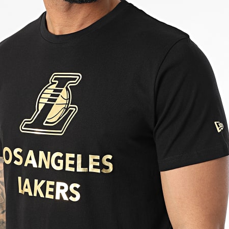 New Era LA Lakers NBA Metallic T-shirt, black and gold