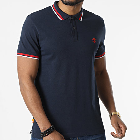 Timberland - Polo A Manches Courtes Millers River A26MS Bleu Marine