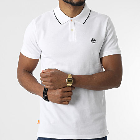 Timberland - Polo A Manches Courtes Millers River A26NF Blanc