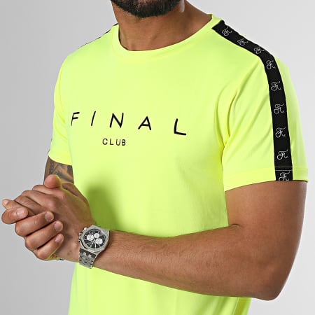 Final Club - Maglietta con strisce Premium Fit Logo 939 Giallo fluo