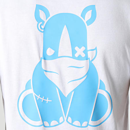 Sale Mome - Tee Shirt Rhino Blanc Bleu Ciel