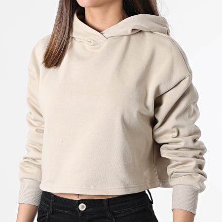 Only - Sweat Capuche Femme Crop Every Beige