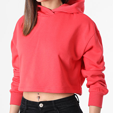 Only - Sweat Capuche Femme Crop Every Rouge