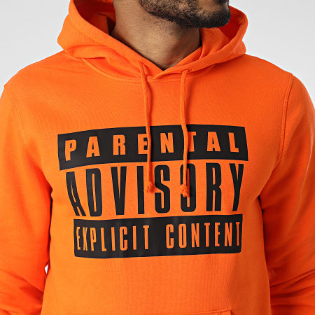 Parental Advisory - Sweat Capuche Logo Orange Noir