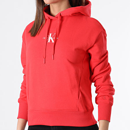 Calvin Klein - Sudadera con capucha para mujer 7733 Rojo