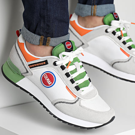Colmar Travis Sport Colori Bianco Verde Arancione Sneakers Ryses