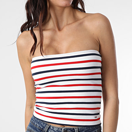 Tommy Jeans - Bandeau Femme A Rayures Stripe Tube 2547 Blanc