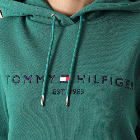Tommy Hilfiger - Felpa con cappuccio regolare da donna 6410 Verde