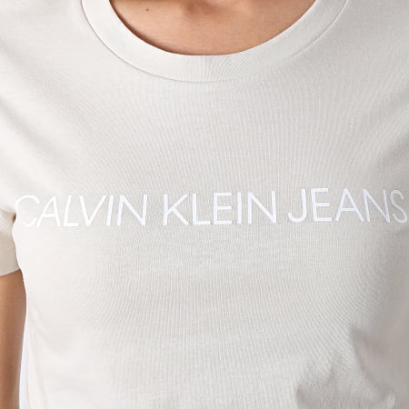 Calvin Klein - Lot De 2 Tee Shirt Femme 6466 Blanc Beige