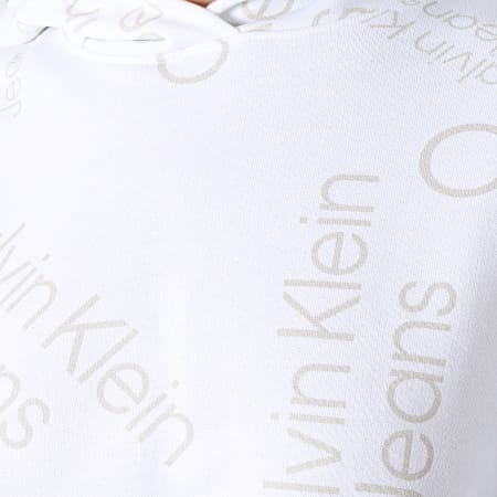 Calvin Klein - Sweat Capuche Femme Crop 8101 Blanc