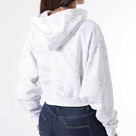 Calvin Klein - Sudadera con capucha para mujer 8101 Blanco