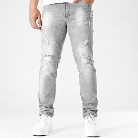 LBO - Jeans dal taglio regolare con trattamento Destroy 2363 Denim Grigio chiaro