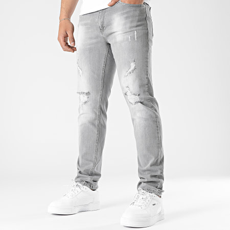 LBO - Jeans dal taglio regolare con trattamento Destroy 2363 Denim Grigio chiaro