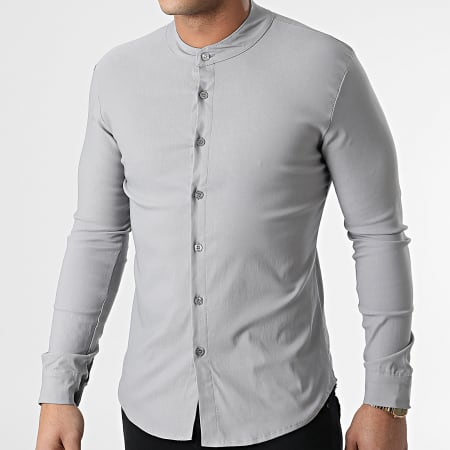 Uniplay - Chemise Manches Longues Col Mao UP-C105 Gris