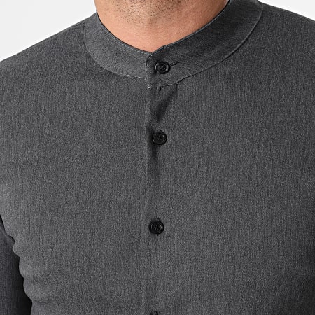 Uniplay - Chemise Manches Longues Col Mao UP-C105 Gris Anthracite