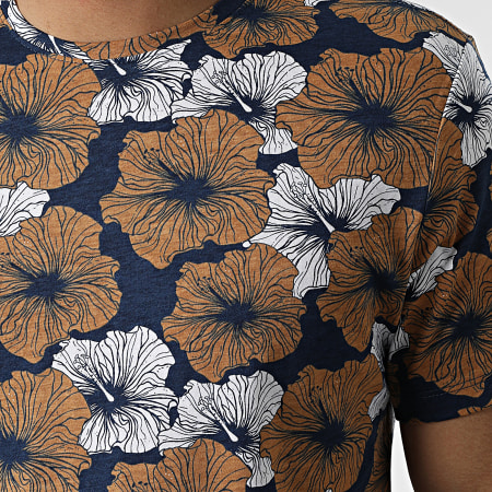 Blend - Tee Shirt Floral 20713244 Bleu Marine Marron