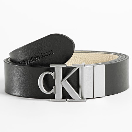 Calvin Klein - Cinturón Reversible Mujer Mono Hardware 9322 Beige Negro