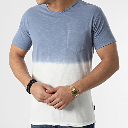 Indicode Jeans - Hess 40-774 Maglietta blu chiaro beige con tasca sul petto