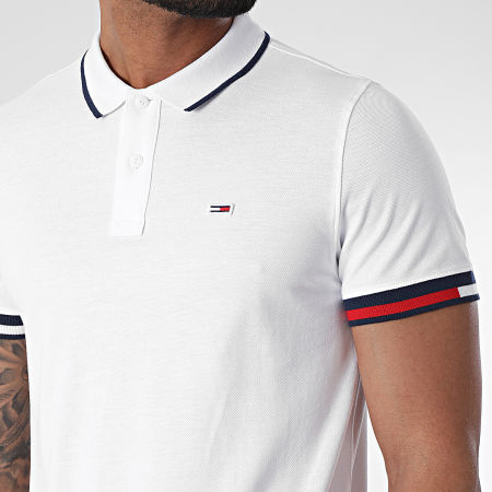 Tommy Jeans - Polo A Manches Courtes Regular Flag Cuffs 2963 Blanc