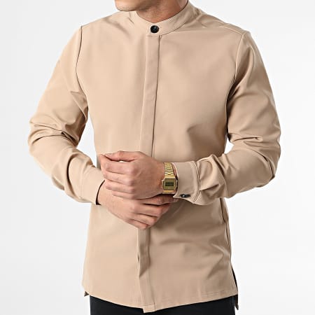 Uniplay - Chemise Manches Longues Col Mao 22005 Camel